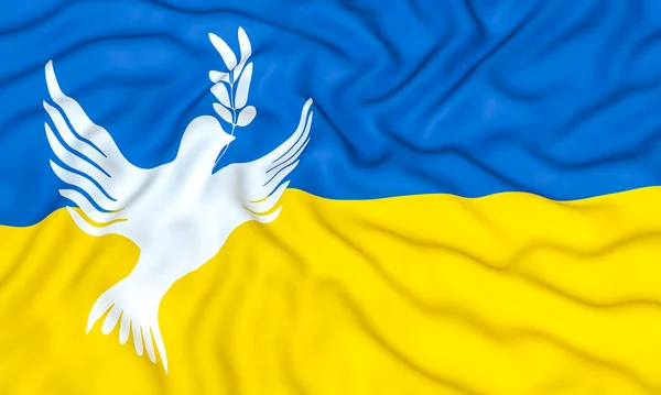 flag of ukraine with white dove of peace 3d render