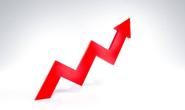 3d render kırmızı yükselen ok adım arkaplan