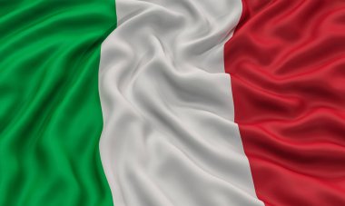 İtalyan bayrağının 3D çizimi rüzgar tarafından hareket ettirildi