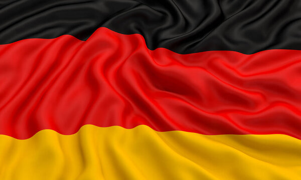 флаг Германии с морщинами. 3D визуализация фона