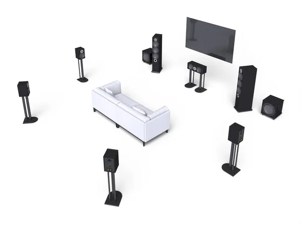 Home Theatre Entertainment System White Background Render — Stock Photo, Image