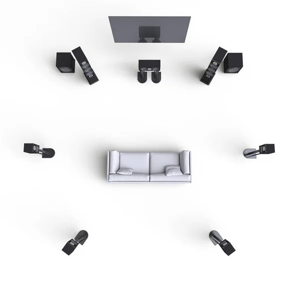 Home Theatre Surround Sound System White Background Render — Stock Photo, Image