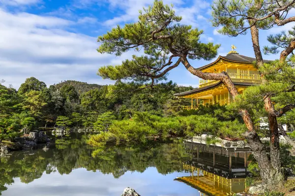 Templo Kinkakuji Dourado Com Reflexos Lagoa Kyoto Japão — Fotografia de Stock