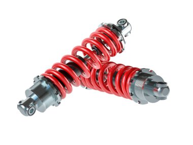 Beyaza izole edilmiş bir çift şok emici. 3d hazırlayıcı