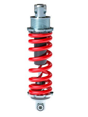 Araba şoku emici beyaz arka planda izole edildi. 3d hazırlayıcı