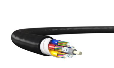 Fiber optik kablo beyaza izole edilmiş. 3d hazırlayıcı