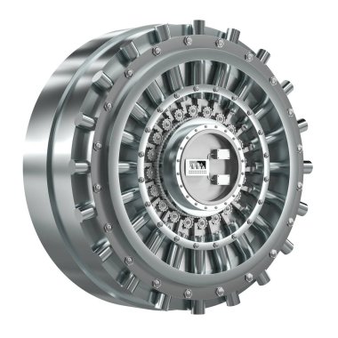 Kasa kapısı beyazda izole edilmiş. 3d hazırlayıcı