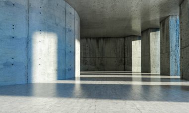 Boş, minimalist bir iç mekanın 3D canlandırması