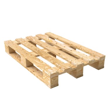 Yeni bir ahşap paletin yüksek kaliteli görüntüsü, saf beyaz arka planda net detaylarla izole edilmiş. 3d hazırlayıcı