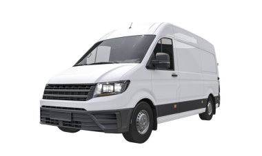 Yeni bir kargo aracının yüksek çözünürlüklü görüntüsü, 3 boyutlu. beyaz üzerine izole