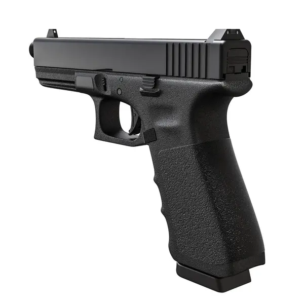 Black Semi Automatic Pistol Tactical Design Isolated White Background Render — Stock Photo, Image