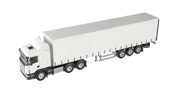 Modern White Semi Truck Isolated White Background Render — Stock Photo, Image