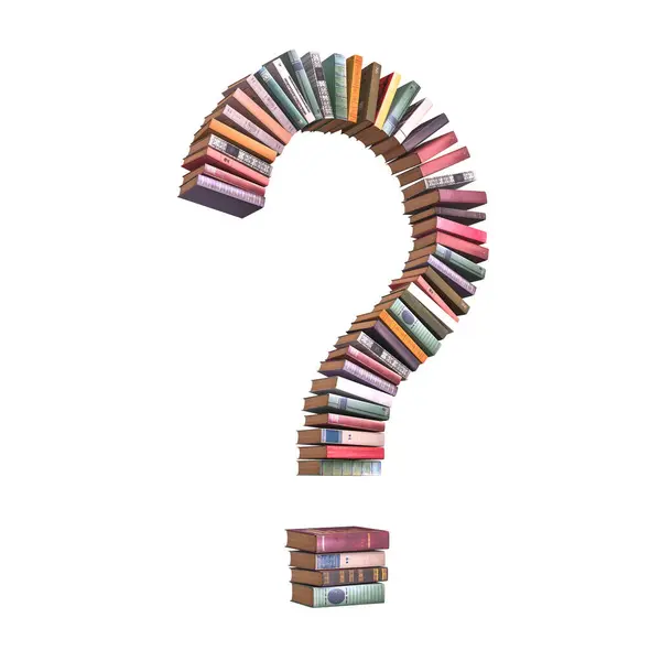 Creative Display Various Books Forming Question Mark Symbolizing Inquiry Education — Stock Photo, Image