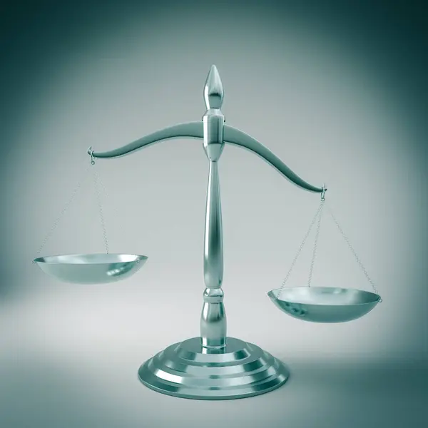 Vykreslený Obraz Vyvážených Vah Symbolizující Spravedlnost Nebo Zákon — Stock fotografie