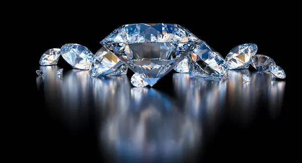Lujosa Colección Diamantes Brillantes Renderizar — Foto de Stock