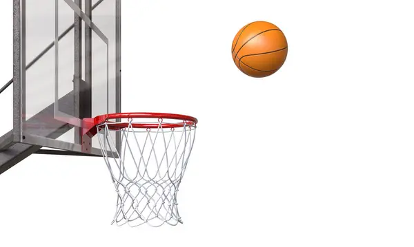 Basketball Der Einen Korb Geht Darstellung Isoliert Auf Weiß lizenzfreie Stockbilder
