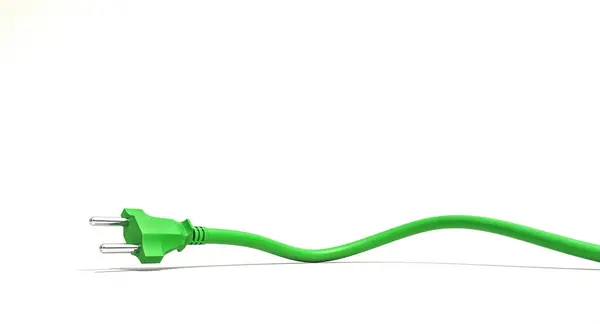 Concepto Energía Ecológica Con Cable Alimentación Verde Vibrante Artísticamente Doblado Imagen De Stock