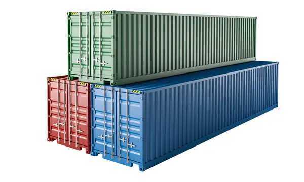Vivid Vibrant Illustration Stacked Colorful Intermodal Shipping Containers — Stock Photo, Image