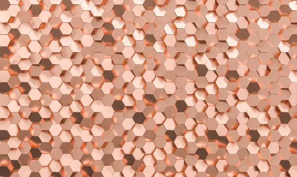 Kupfer Sechseck Muster Hintergrund Mit Metallischer Textur Darstellung Stockbild