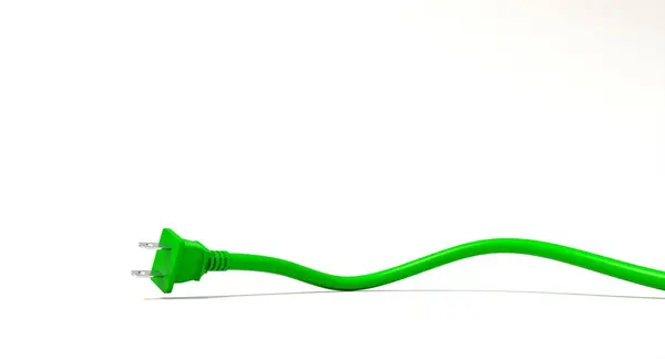 Enchufe Alimentación Verde Vibrante Con Cable Flexible Aislado Sobre Fondo Fotos de stock libres de derechos