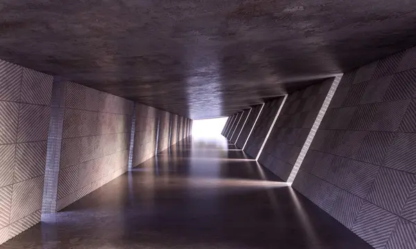 Vista Abstracta Interior Túnel Contemporáneo Con Llamativos Patrones Geométricos Renderizar Fotos de stock