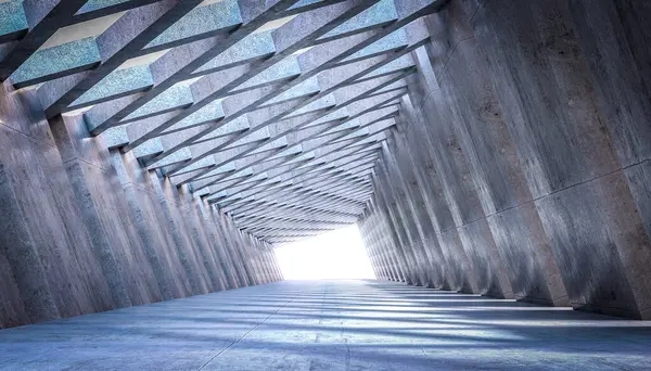 Abstract Zicht Een Ruime Architectonische Tunnel Met Geometrisch Daklichtontwerp Dat Stockafbeelding