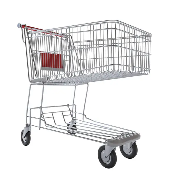 Empty Shopping Cart Isolated White Background Render Stock Image