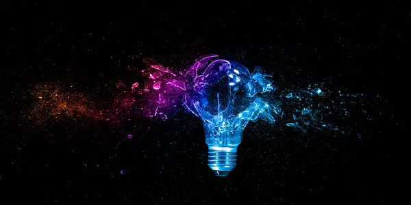 Image Featuring Light Bulb Vibrant Colorful Broken Obraz Stockowy