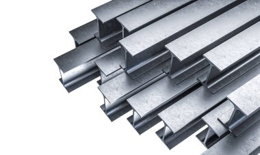 Şeffaf arkaplan 3d render üzerindeki metal profil çubukları
