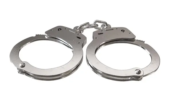 Open Metal Handcuffs Transparent Background Render Stock Picture