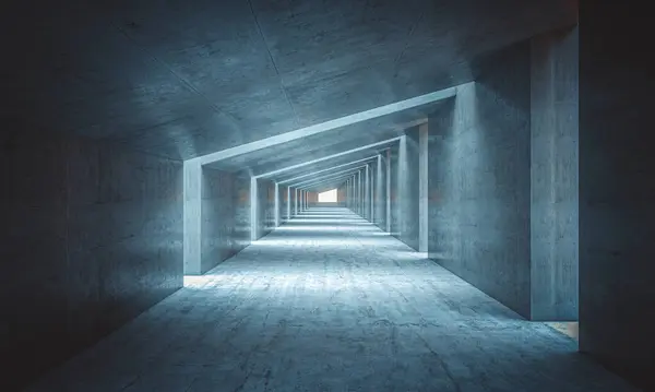 Streszczenie Geometrycznego Widoku Nowoczesnego Symetrycznego Betonowego Tunelu Renderowanie Zdjęcie Stockowe