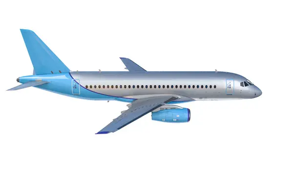 Ticari Blu Gri Yolcu Uçağı Şeffaf Arkaplanda Izole Edildi Stok Resim