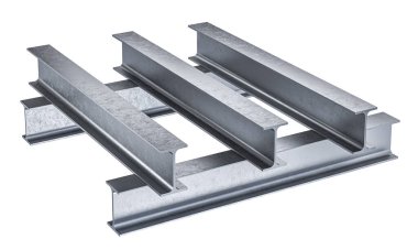 Metal U kanalları endüstriyel, inşaat, izole edilmiş beyaz zemin