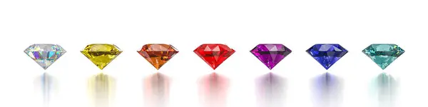 stock image  row  colored gemstones isolated  white background success unique