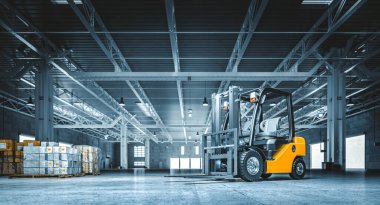 Forklift büyük boş paletler mal endüstriyel arka plan