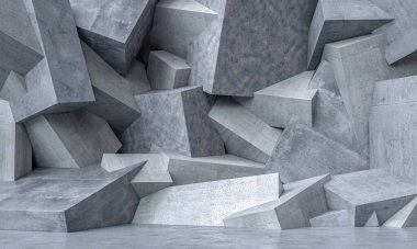 Soyut beton geometrik şekiller bir arkaplan duvar tasarımı oluşturuyor