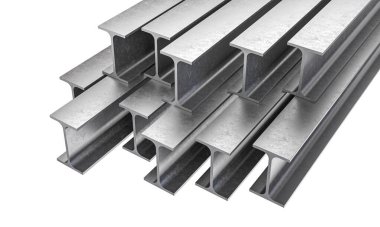 3d render metal kirişler izole edilmiş beyaz arkaplan 