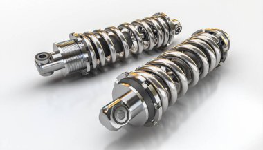 İki metal şok emici otomotiv süspansiyon sistemi. 3d hazırlayıcı