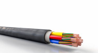 Elektrik kablosu renkli kablolar bakır 3d beyaz arkaplan