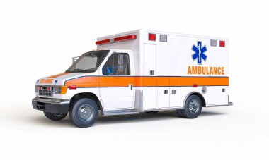 Modern ambulans izole edilmiş beyaz arkaplan 3d görüntüleme
