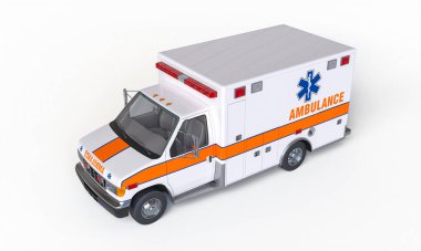 3D izole edilmiş acil ambulans aracı şeffaf arkaplan