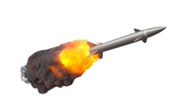 Balistik füze ardında ateş ve duman bırakıyor.