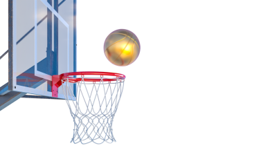 Basketbol skor anı. Top potaya yaklaşıyor.