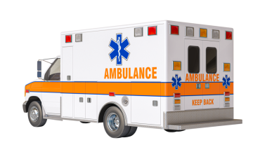 Şeffaf arkaplanda acil ambulans aracı izole edildi