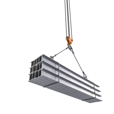 Çelik kirişler şeffaf arkaplanda vinçle kaldırılıyor