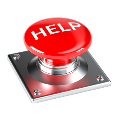 Yardım işaretli kırmızı acil durum düğmesi