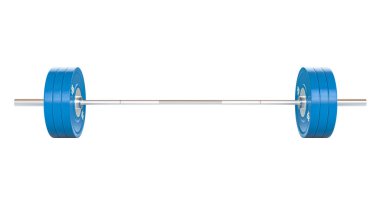 Şeffaf arkaplanda mavi ağırlık halteri 3d