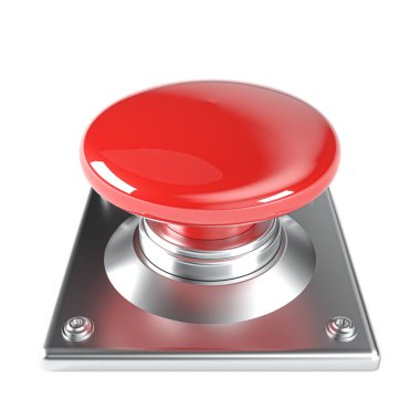 Şeffaf arkaplan 3d üzerindeki parlak kırmızı acil durum düğmesi