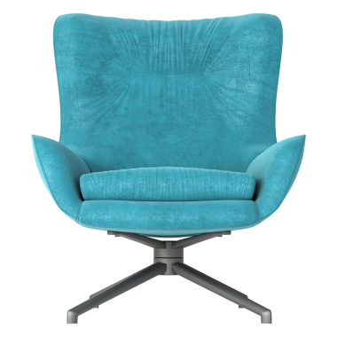 Döner tabanlı rahat deniz mavisi koltuk, modern oturma odaları ya da bekleme alanları için mükemmel.