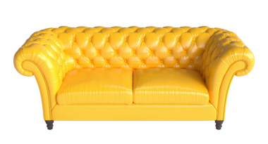 Sarı göğüs bölgesi kanepesi şeffaf arkaplanda izole edilmiş.